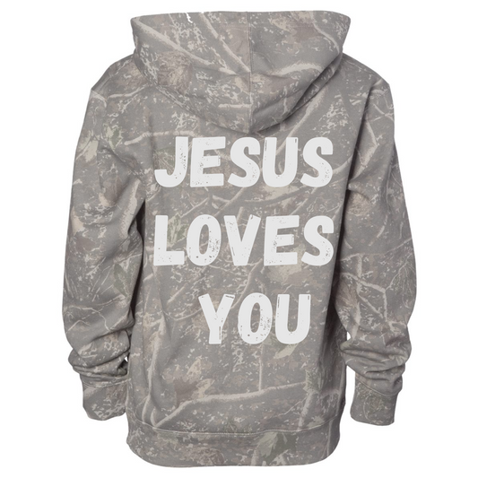 Camo Jesus Loves You Hoodie