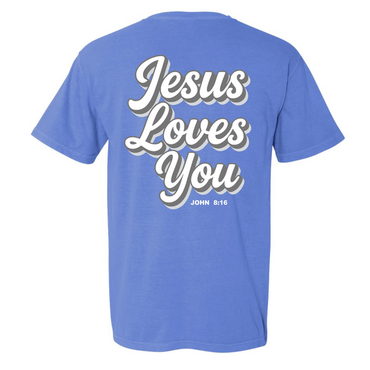 FCA Jesus Love You - Flo Blue Tee